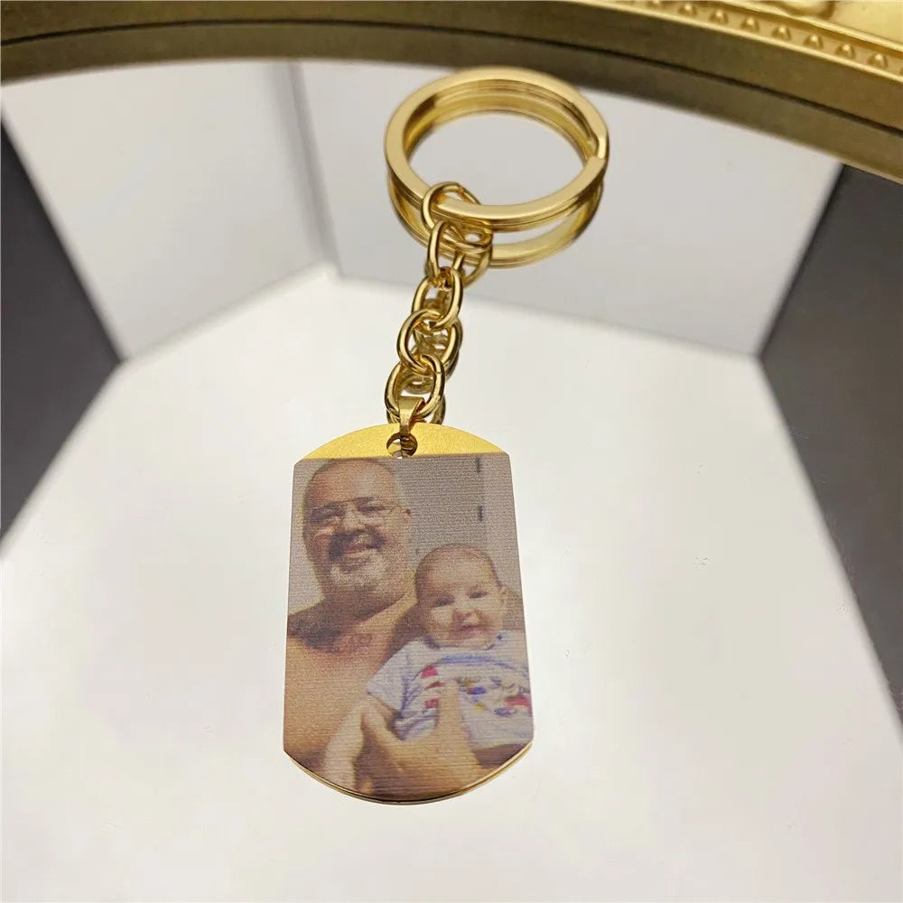Personalized Picture Engrave Keychain for Men