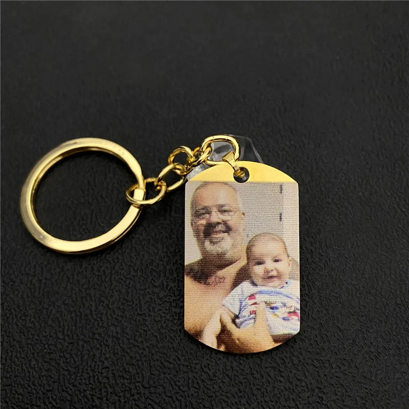 Personalized Picture Engrave Keychain for Men