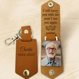 Custom Engraved Leather Keychain - Stainless Steel Safe Keychain