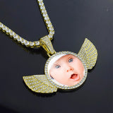 Personalized Rhinestone Pendant Necklace with Picture Cubic Zircon Chain