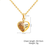 Heart Shaped Photo Necklace - Love You Double Open Peach Heart Pendant