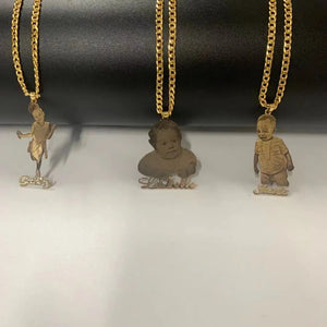 Custom Photo Nameplate Pendant Necklace for Kids
