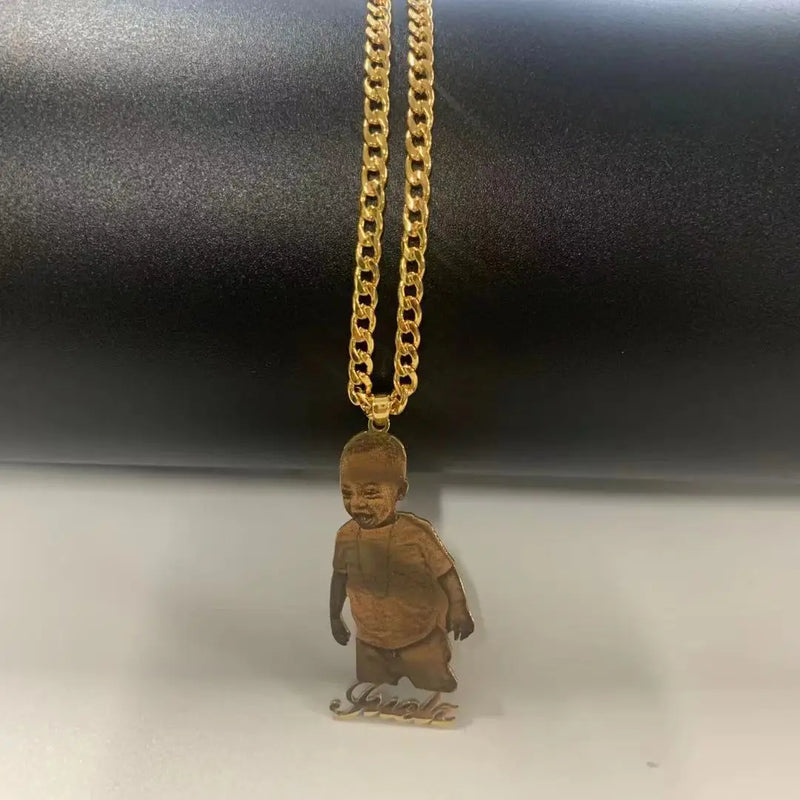 Custom Photo Nameplate Pendant Necklace for Kids