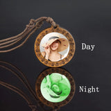 Glow In The Dark Photo Necklace Personalized Luminous Pendant Rope Chain