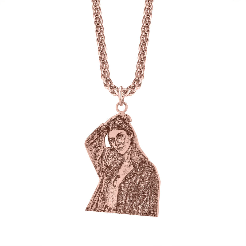 Custom Portrait Name Necklace Personalized Cartoon Picture Pendant