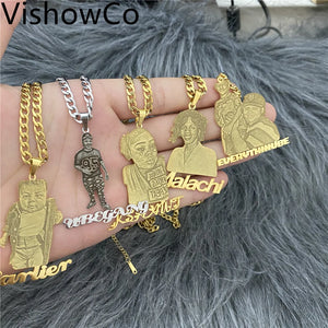 Custom Picture Name Necklace Stainless Steel Personalized Pendant