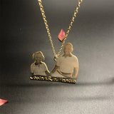 Photo Necklace Stainless Steel Engraved Picture Name Family Love Bar