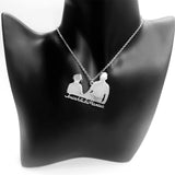 Photo Necklace Stainless Steel Engraved Picture Name Family Love Bar