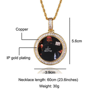 Photo Necklace Stainless Steel Rope Chain Custom Picture Circle Pendant