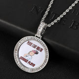 Photo Necklace Stainless Steel Rope Chain Custom Picture Circle Pendant