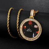Photo Necklace Stainless Steel Rope Chain Custom Picture Circle Pendant