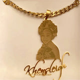 Personalised Steel Engraved Picture Nameplate Pendant Necklace