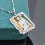 Photo Pendant Necklace Crystal Bijoux Femme Personalized Picture Stainless Steel