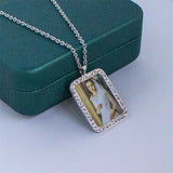 Photo Pendant Necklace Crystal Bijoux Femme Personalized Picture Stainless Steel
