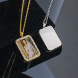 Photo Pendant Necklace Crystal Bijoux Femme Personalized Picture Stainless Steel