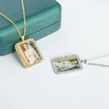 Photo Pendant Necklace Crystal Bijoux Femme Personalized Picture Stainless Steel