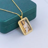 Photo Pendant Necklace Crystal Bijoux Femme Personalized Picture Stainless Steel