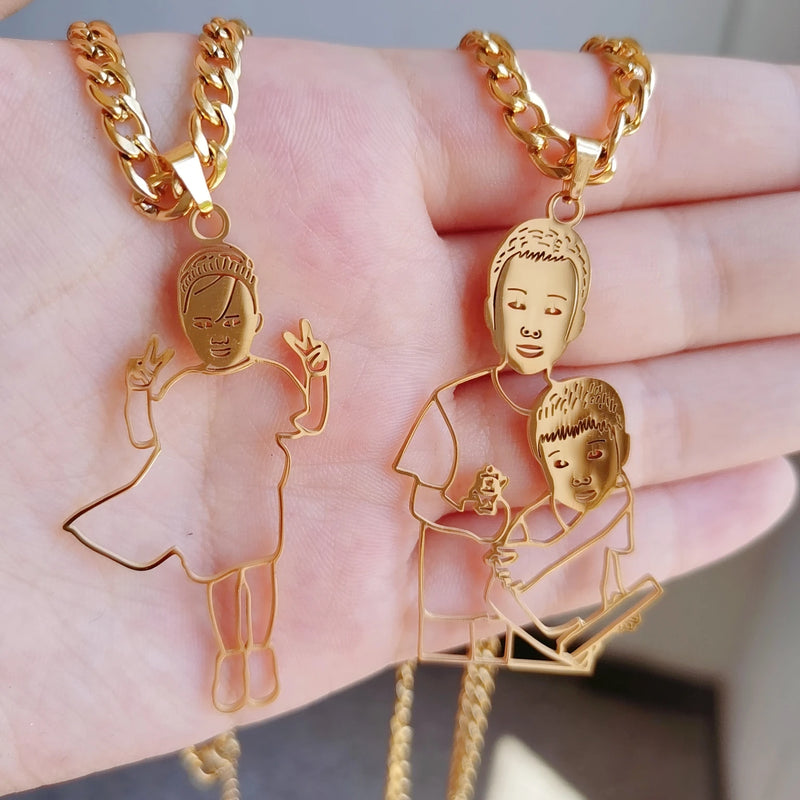 Kids Photo Pendant Necklace Personalized Engraved Picture Jewelry