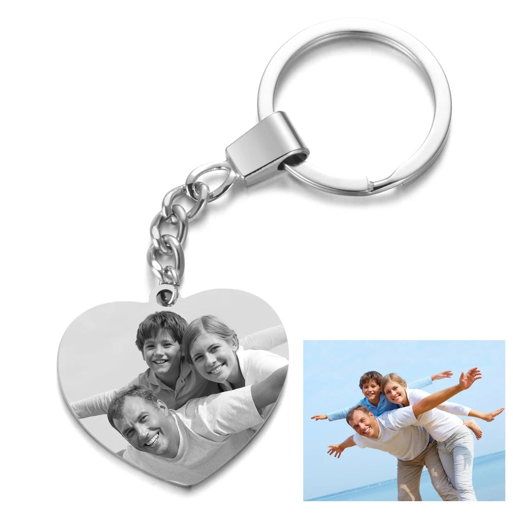 Photo Pictures Keychain Family Name Tag Punk Rock Keys