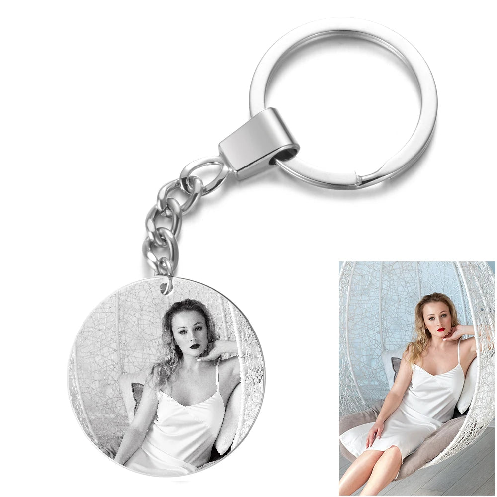 Photo Pictures Keychain Family Name Tag Punk Rock Keys