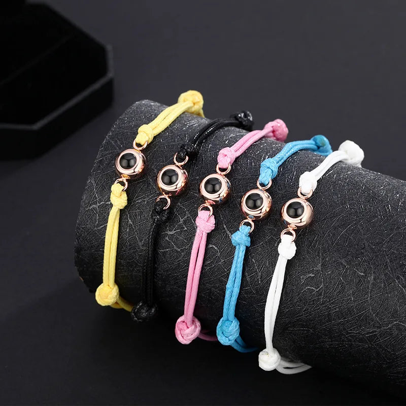 Colorful Braided Rope Photo Projection Bracelet for Girlfriend Birthday