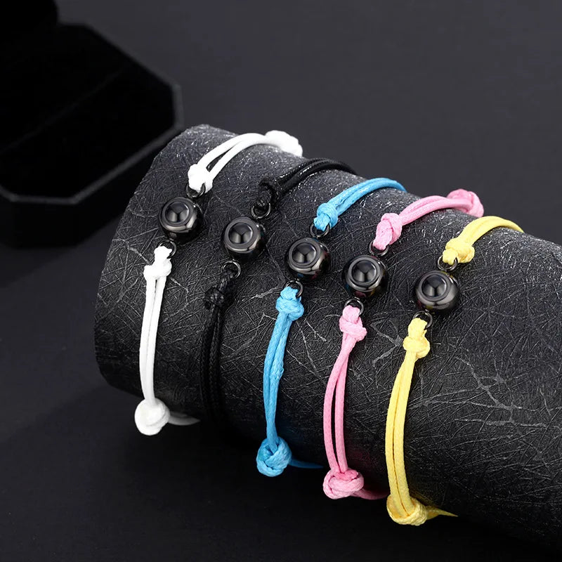 Colorful Braided Rope Photo Projection Bracelet for Girlfriend Birthday
