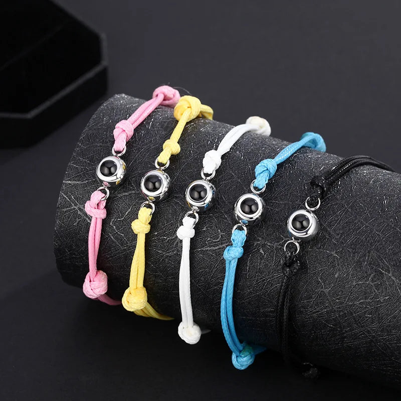 Colorful Braided Rope Photo Projection Bracelet for Girlfriend Birthday
