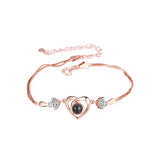 Personalized Photo Projection Bracelet with Heart Charm Pendant