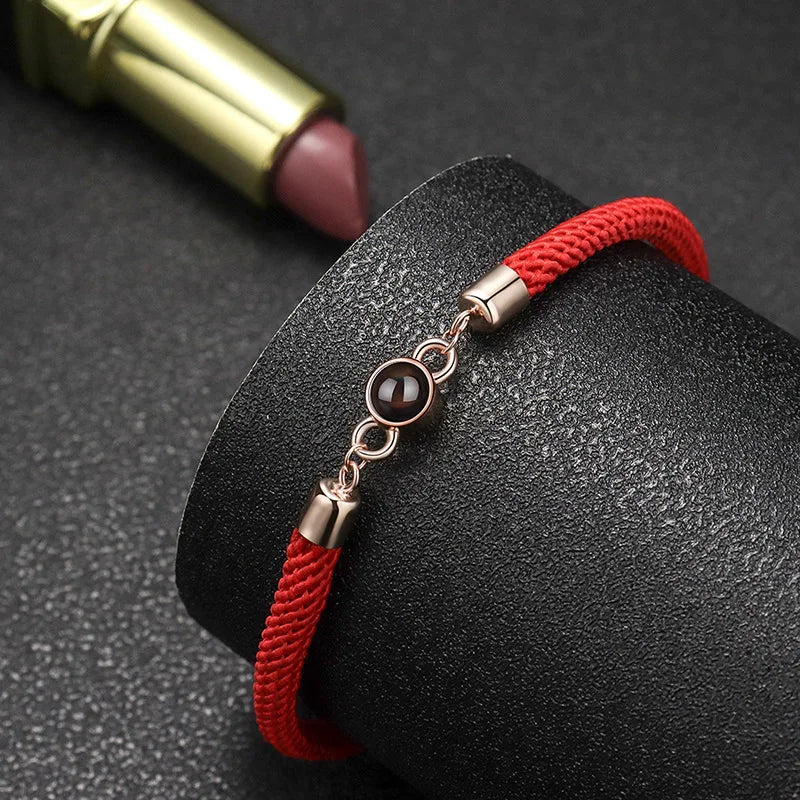 Photo Projection Braided Rope Bracelet Couples Jewelry Gift