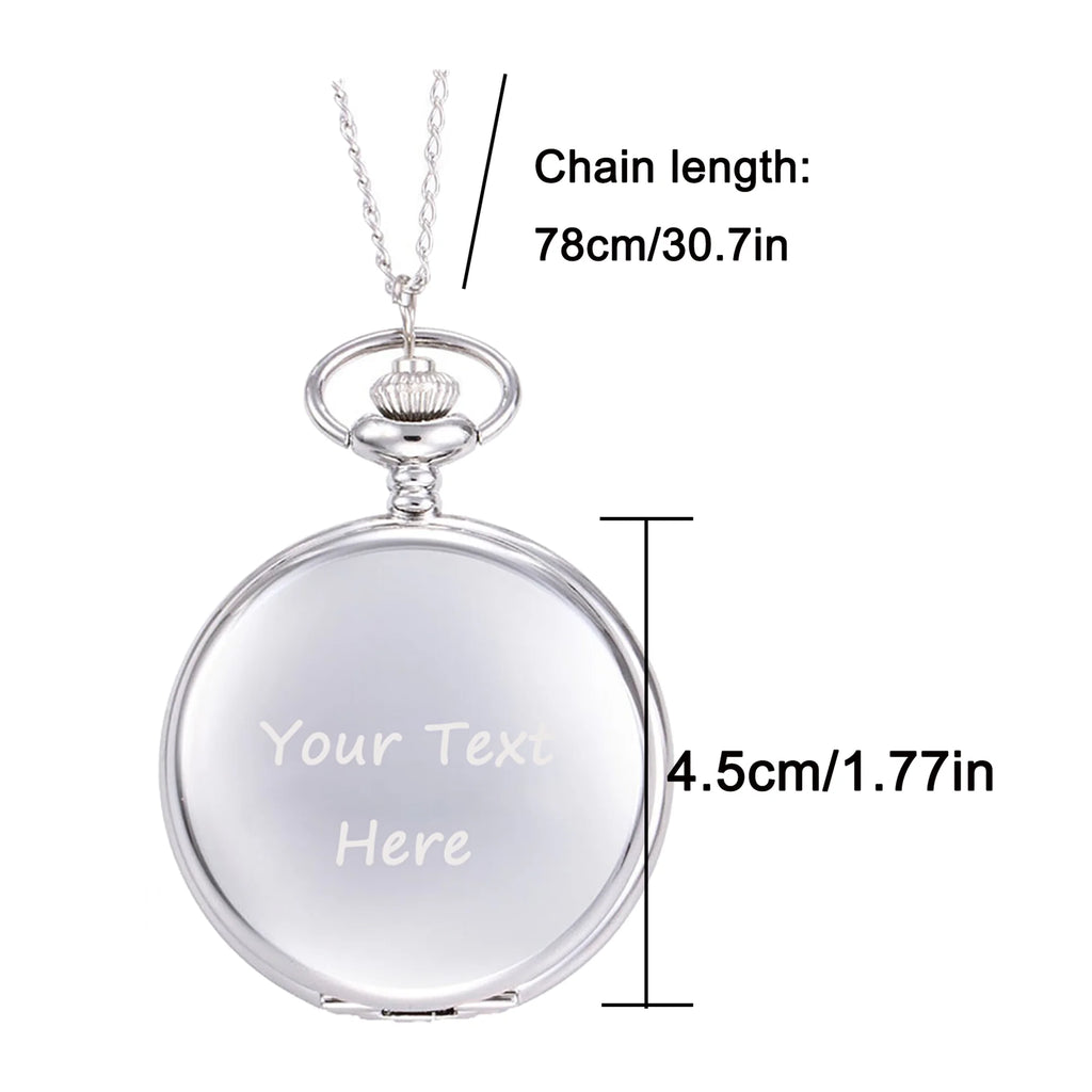 Vintage Quartz Pocket Watch Personalized Pendant Clock Fathers Gift