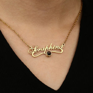 Name Projection Necklace Personalized Stainless Steel Letter Pendant
