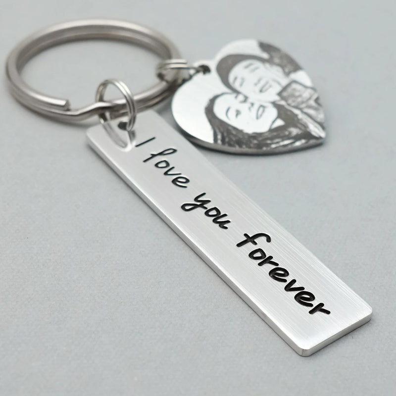 Custom Photo Key Chain Couple Anniversary Gift
