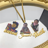 Personalized Name Pendent Necklace with Photo - Family Jewelry