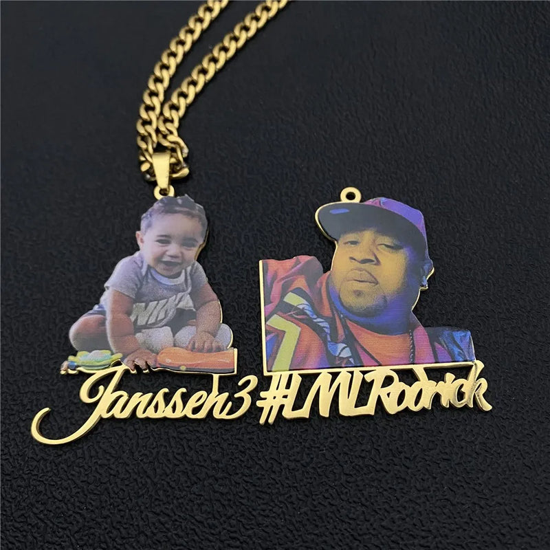 Personalized Name Pendent Necklace with Photo - Family Jewelry
