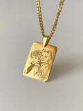Custom Photo Necklace Stainless Steel Personalized Name Engraved Pendant Gift