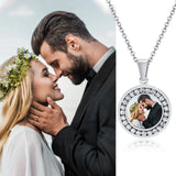Custom Photo Necklace Round CZ Stainless Steel Chain Personalized Pendant