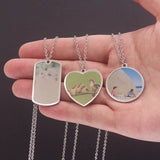 Heart Pendant Dog Photo Pet Tag Punk Rock Family Jewelry