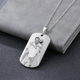 Stainless Steel Engraved Photo Necklace Dog Tag ID Name Pendant
