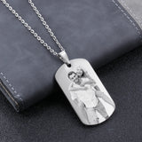 Stainless Steel Engraved Photo Necklace Dog Tag ID Name Pendant