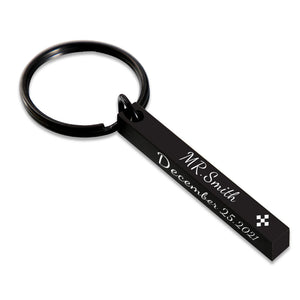 Personalized 4-Side Bar Post Keychain for Boyfriend