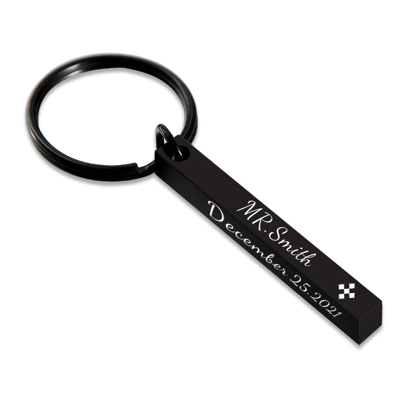 Personalized 4-Side Bar Post Keychain for Boyfriend