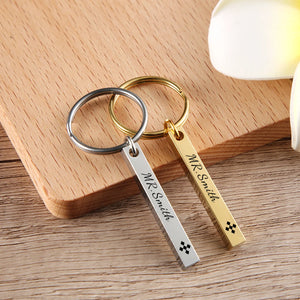Personalized 4-Side Bar Post Keychain for Boyfriend