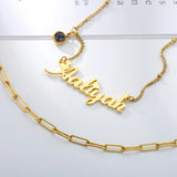 Personalized Birthstone Name Necklace for Women with Double Pendants