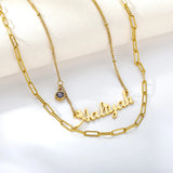 Personalized Birthstone Name Necklace for Women with Double Pendants