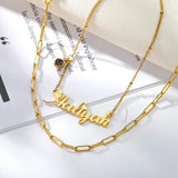 Personalized Birthstone Name Necklace for Women with Double Pendants