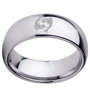 Pisces 8mm Tungsten Ring for Men Boy Constellation Anniversary Engrave