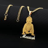 Portrait Name Pendant Necklace Personalized Human Picture Photo Necklace