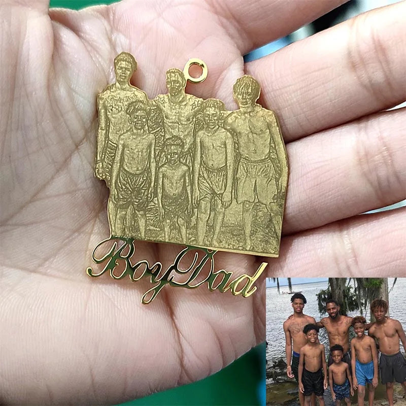 Personalised Animal Photo Necklace Stainless Steel Cuban Chain