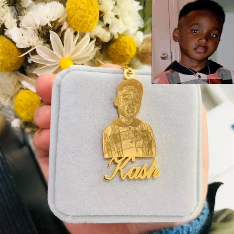 Personalized Photo Stainless Steel Necklace with Engraving