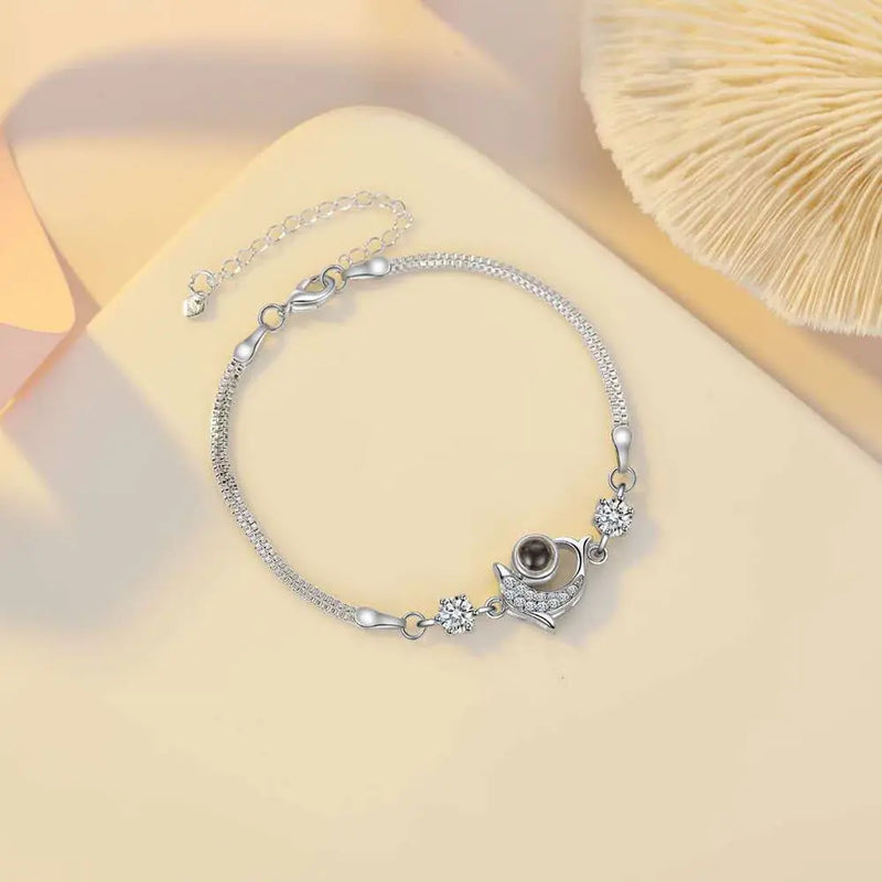 Projection Bracelet Dolphin Pendant - Stylish Personalized Photos for Girlfriend